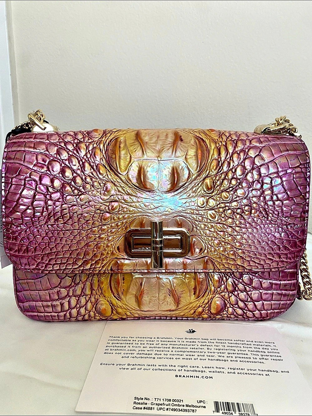 Brahmin Rosalie Grapefruit ombre NWT